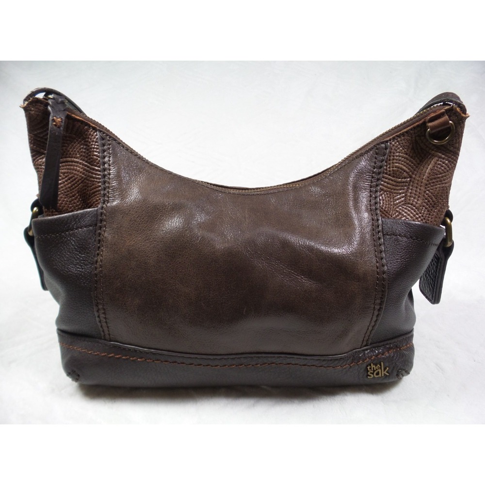 The Sak Kendra Hobo Leather Shoulder Bag Brown Zipper Pockets - Picture 3 of 11